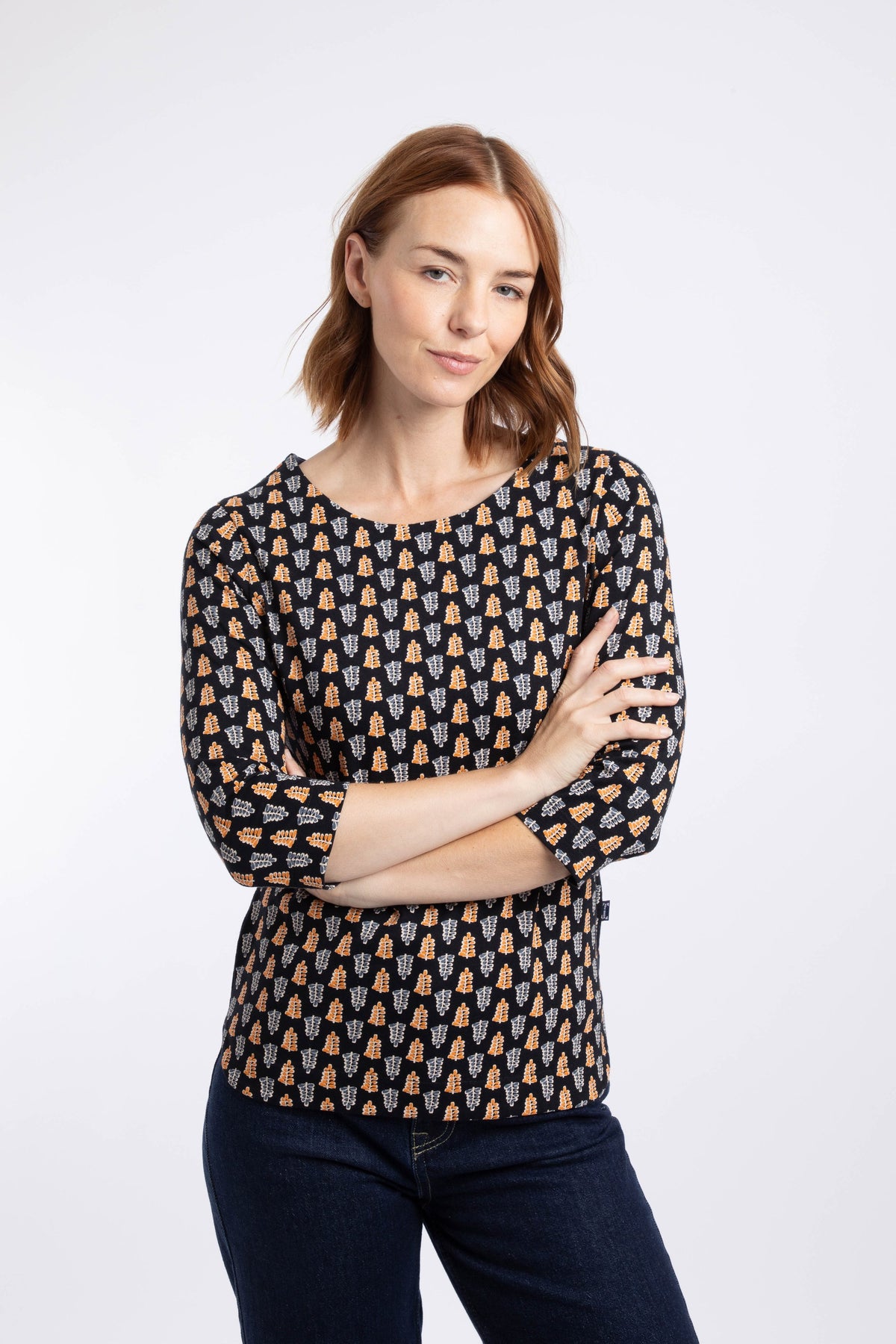 Weird Fish Rachel Printed Jersey T-Shirt in Yellow Iris