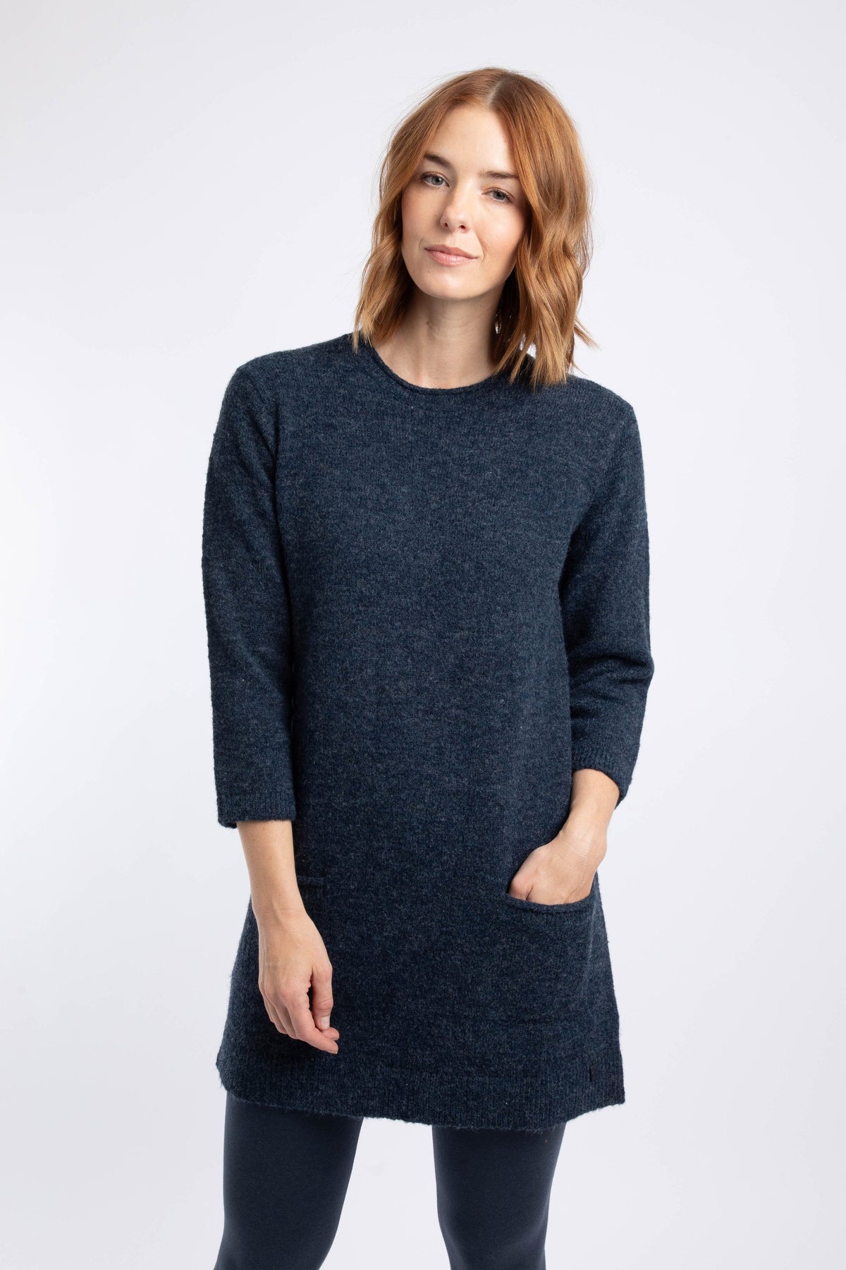 Weird Fish Nova Knitted Tunic in Navy