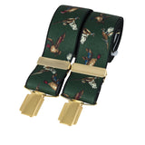 Green Flying Game Birds 35mm gold clip braces by Dalaco