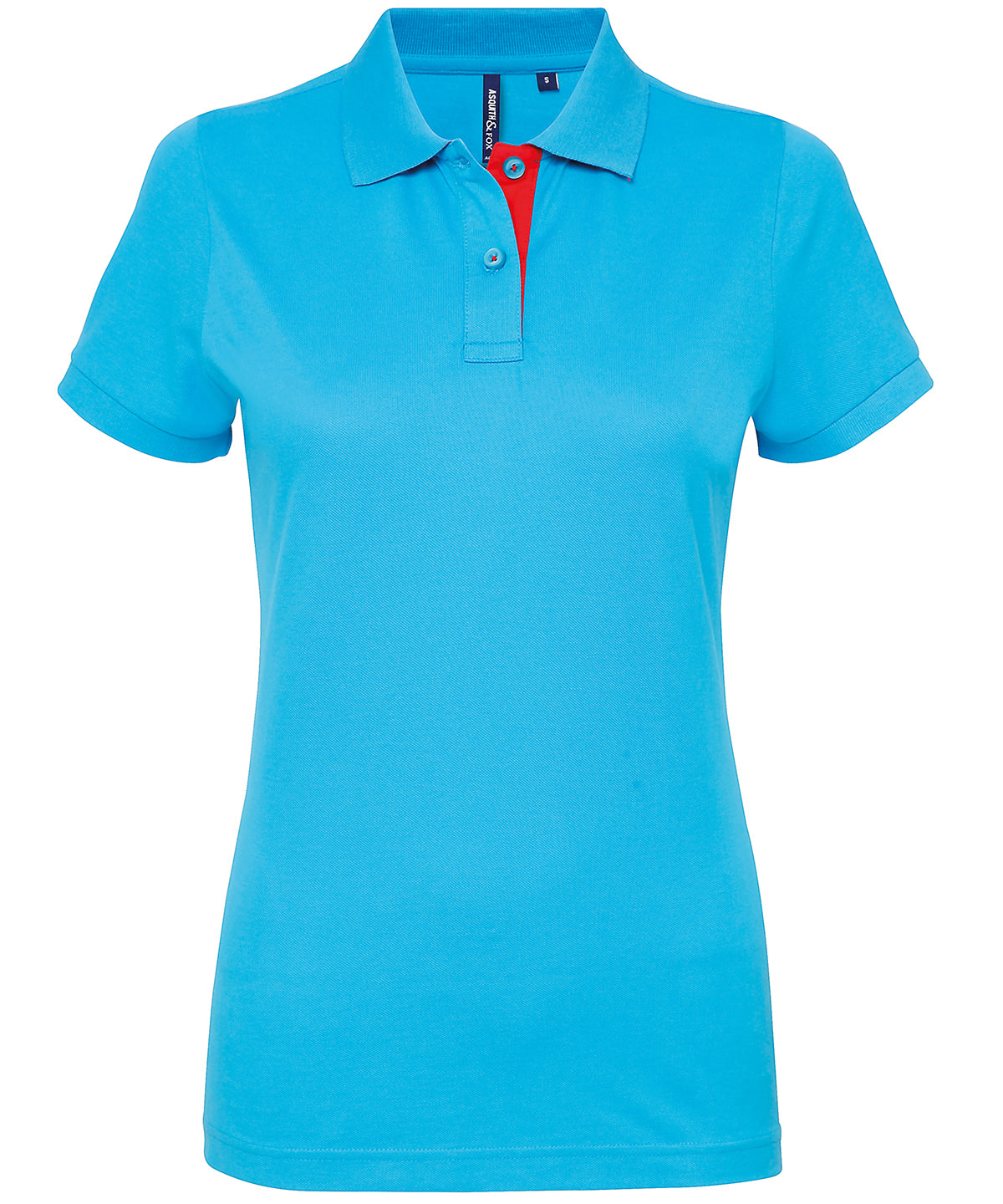 Asquith & Fox Women's contrast polo AQ022 - Turquoise/Red