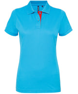 Asquith & Fox Women's contrast polo AQ022 - Turquoise/Red