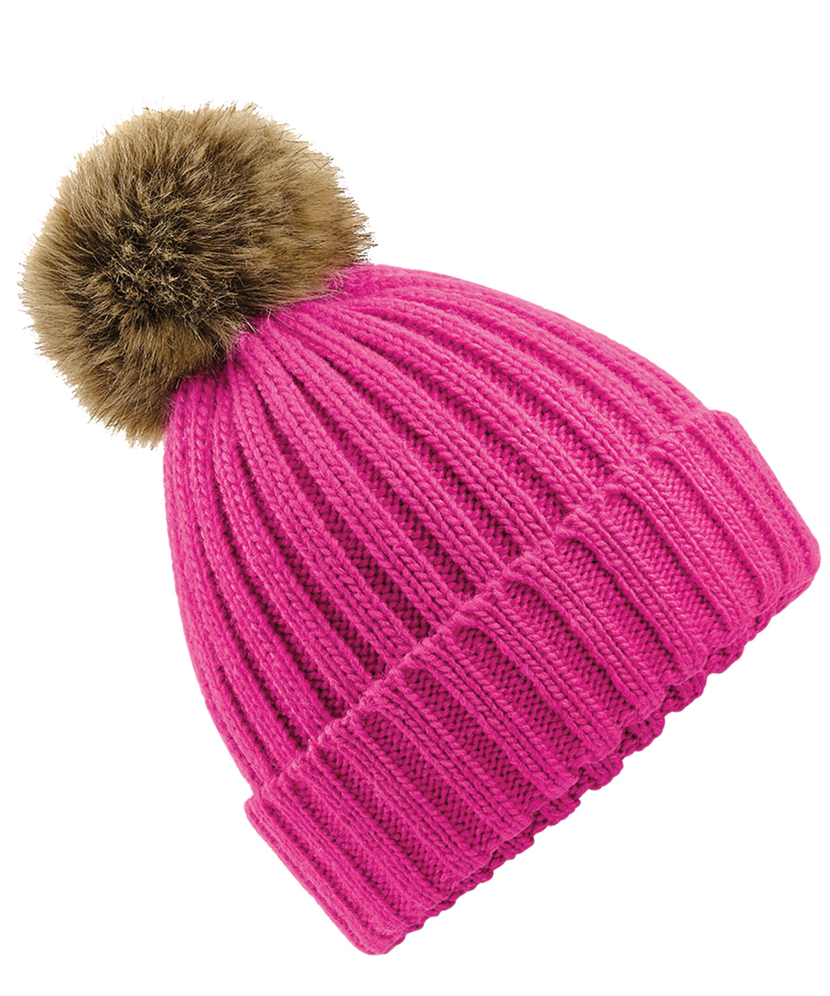 Beechfield Fur pop pom chunky beanie BC412
