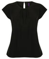 Henbury Women's pleat front short sleeve blouse HB597