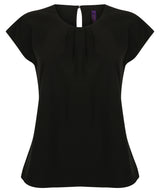 Henbury Women's pleat front short sleeve blouse HB597