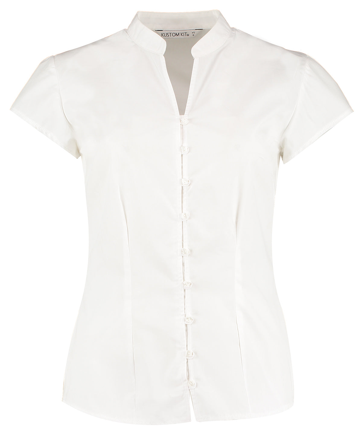 Kustom Kit Women's continental blouse mandarin collar cap sleeve (tailored fit) KK727