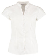 Kustom Kit Women's continental blouse mandarin collar cap sleeve (tailored fit) KK727