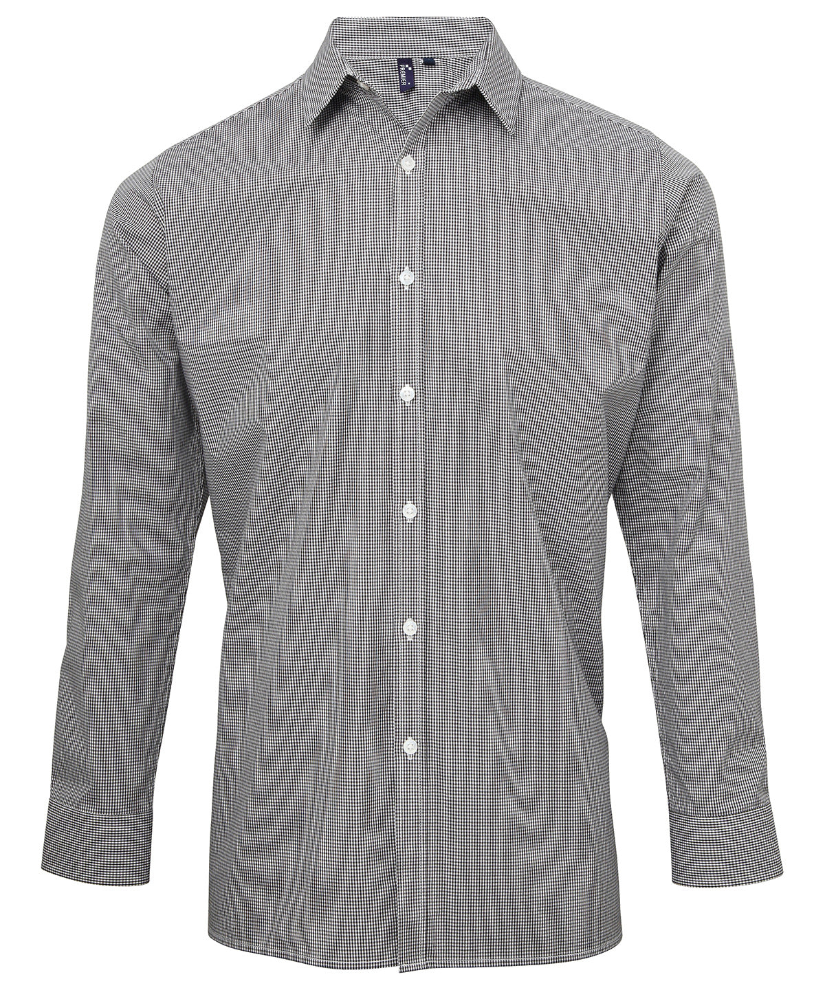 Premier Microcheck (Gingham) long sleeve cotton shirt PR220