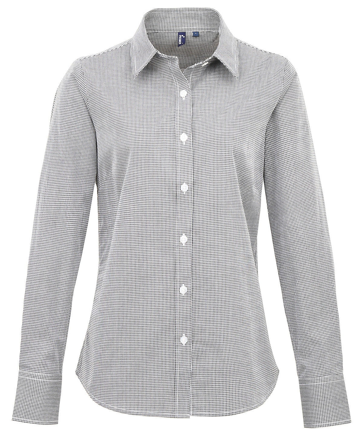 Premier Women's Microcheck (Gingham) long sleeve cotton shirt PR320