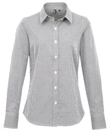 Premier Women's Microcheck (Gingham) long sleeve cotton shirt PR320