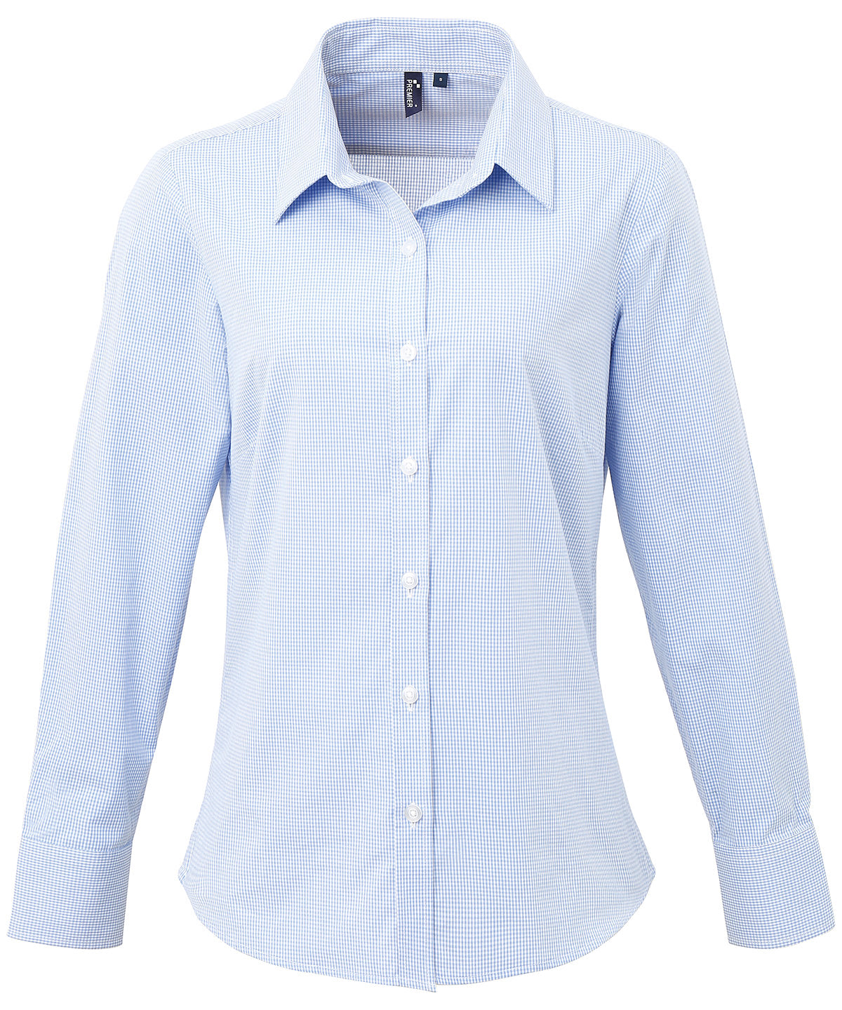 Premier Women's Microcheck (Gingham) long sleeve cotton shirt PR320