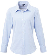 Premier Women's Microcheck (Gingham) long sleeve cotton shirt PR320