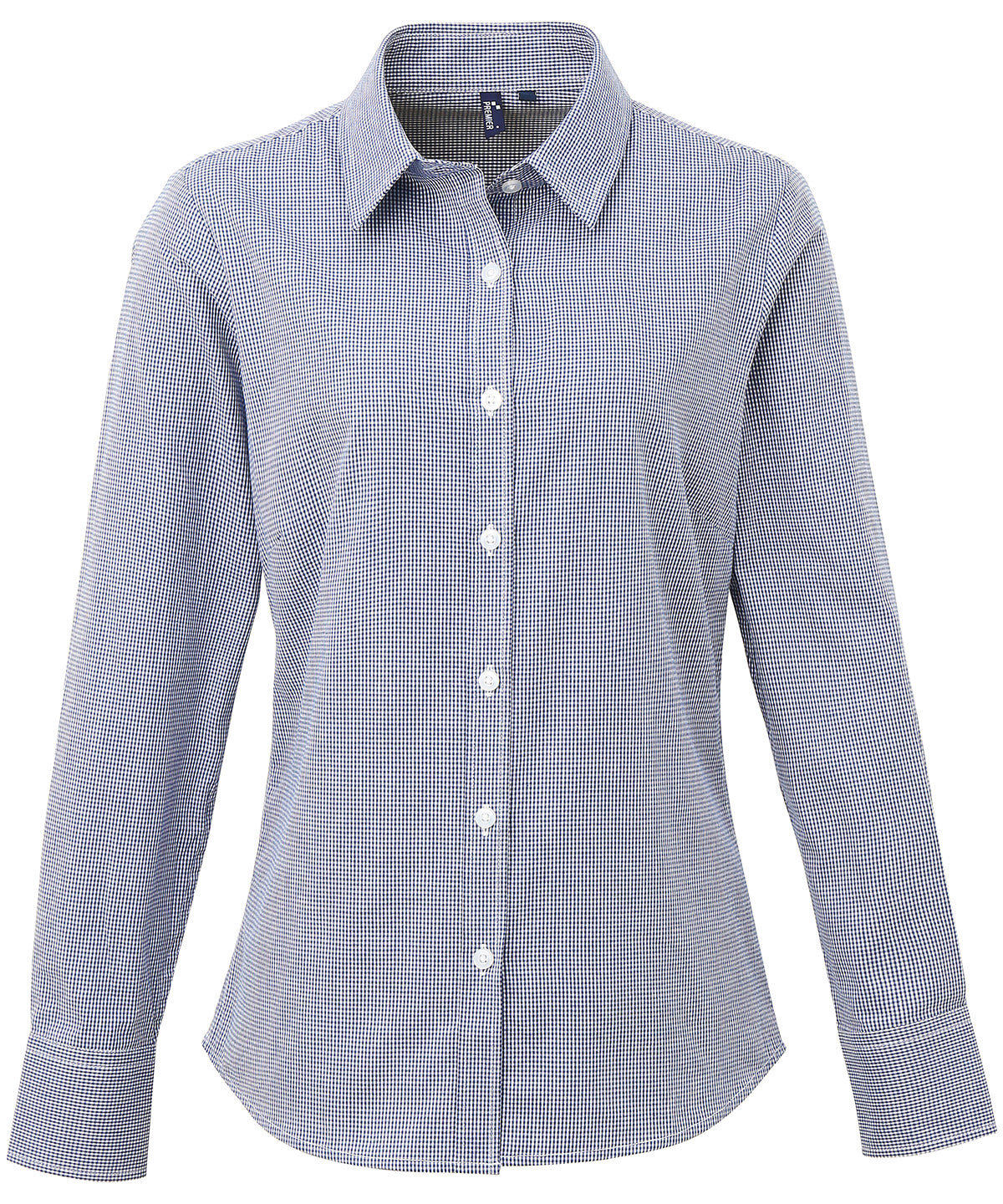 Premier Women's Microcheck (Gingham) long sleeve cotton shirt PR320