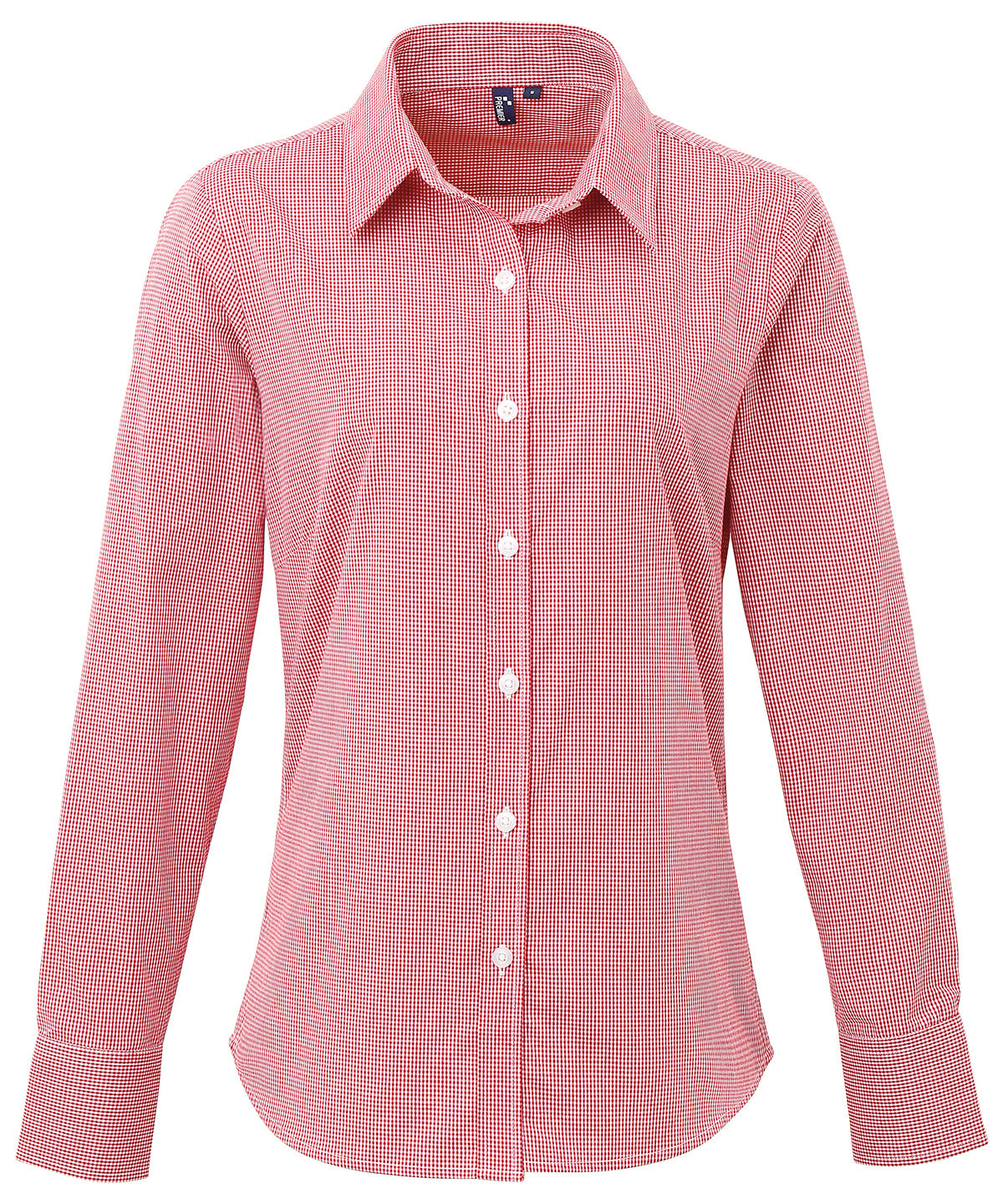 Premier Women's Microcheck (Gingham) long sleeve cotton shirt PR320
