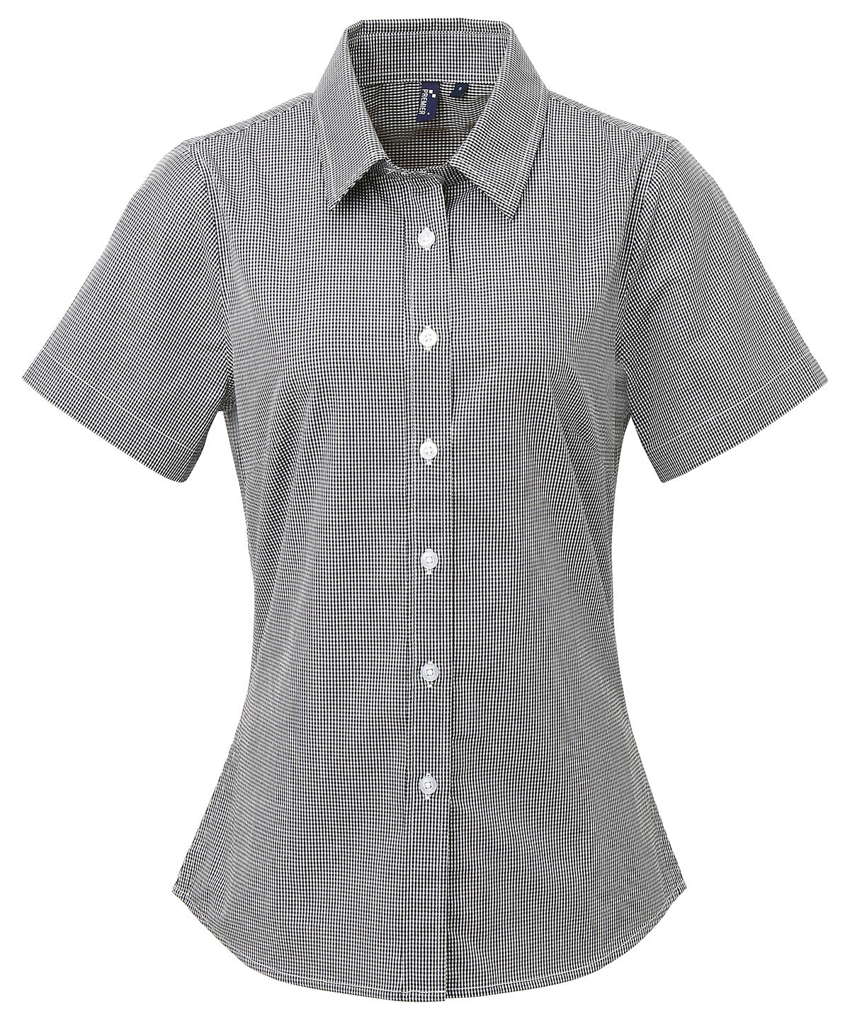 Premier Women's Microcheck (Gingham) short sleeve cotton shirt PR321