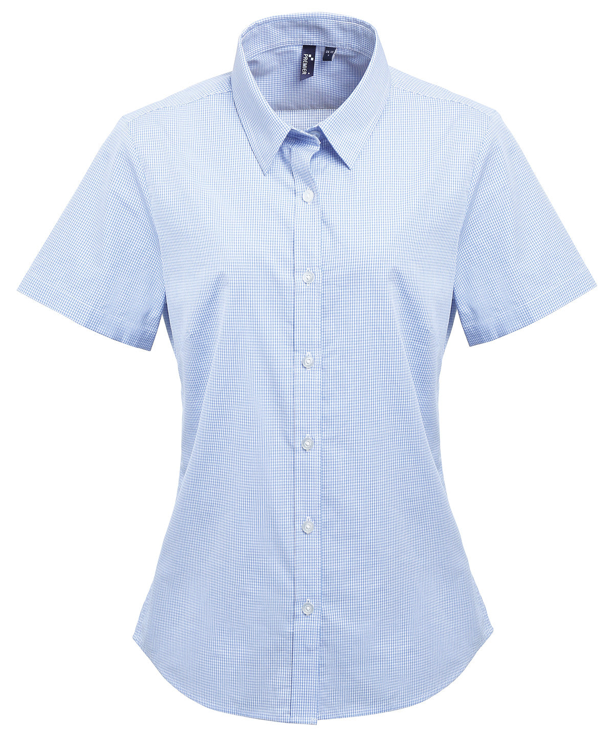 Premier Women's Microcheck (Gingham) short sleeve cotton shirt PR321