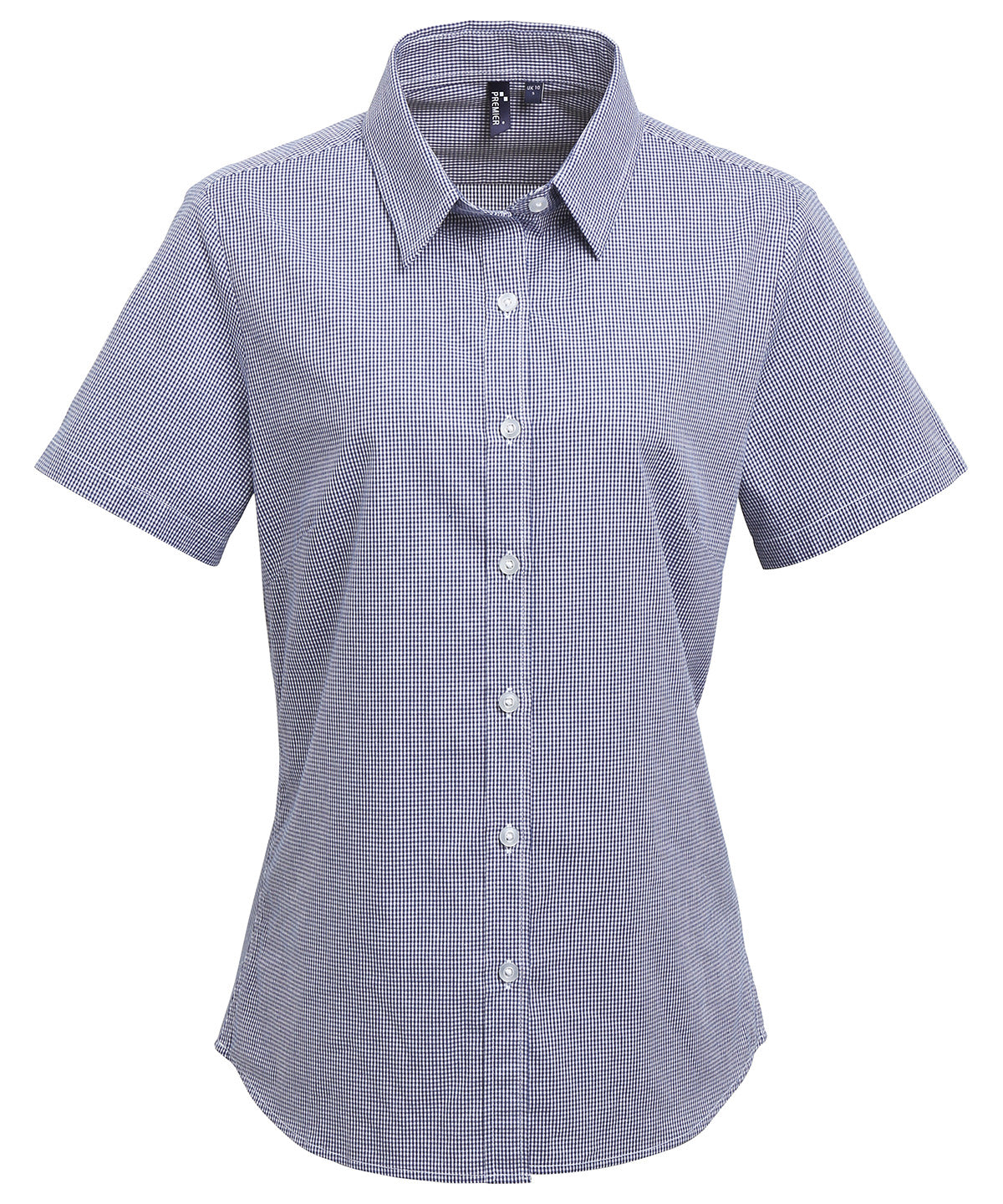 Premier Women's Microcheck (Gingham) short sleeve cotton shirt PR321