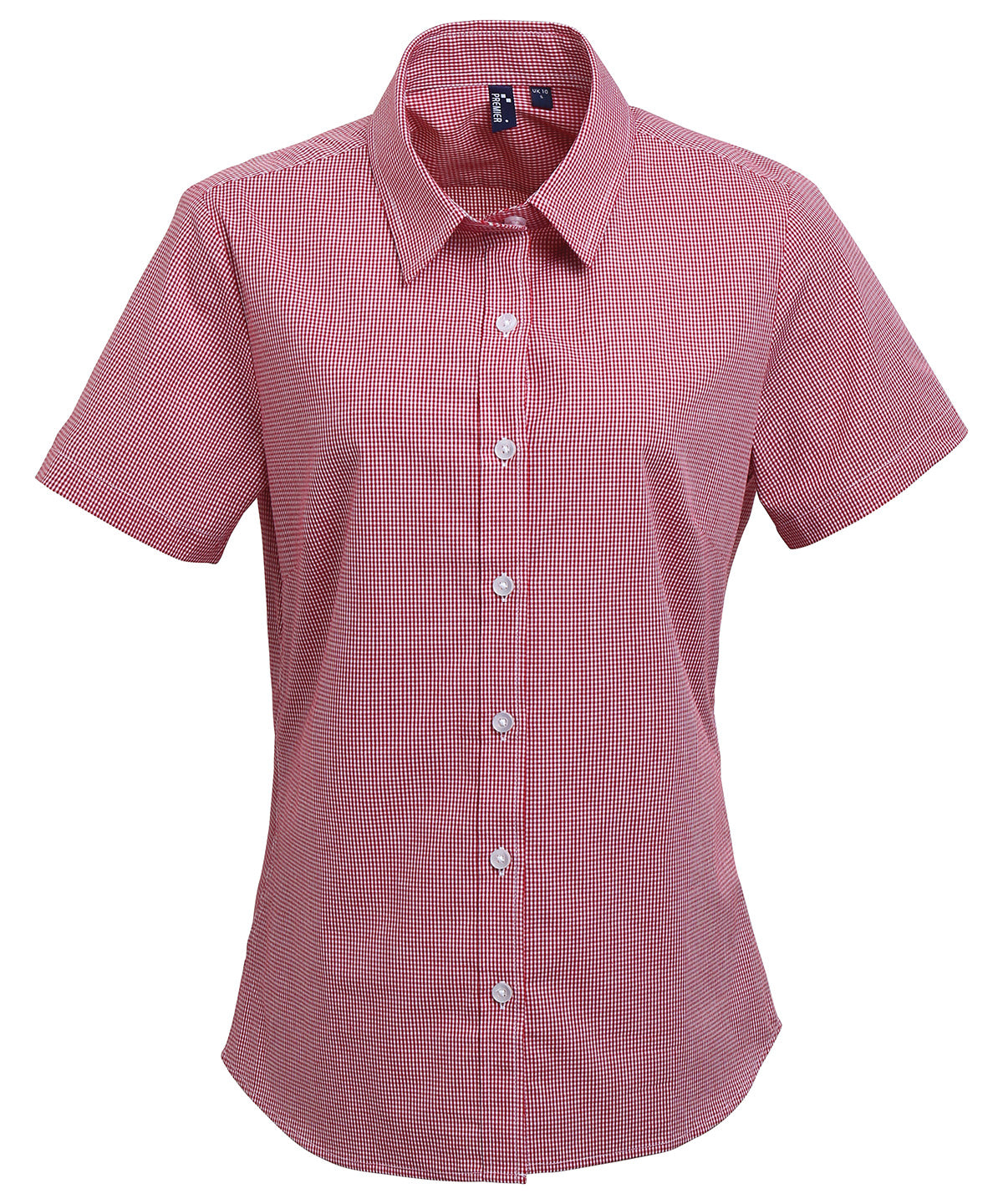 Premier Women's Microcheck (Gingham) short sleeve cotton shirt PR321