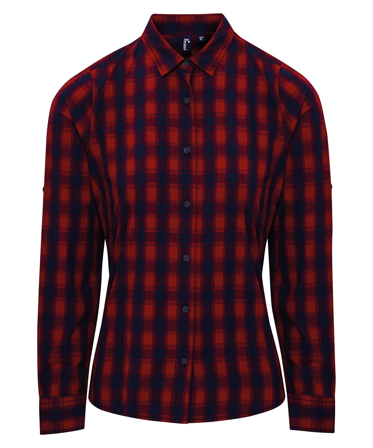 Premier Women's Mulligan check cotton long sleeve shirt PR350
