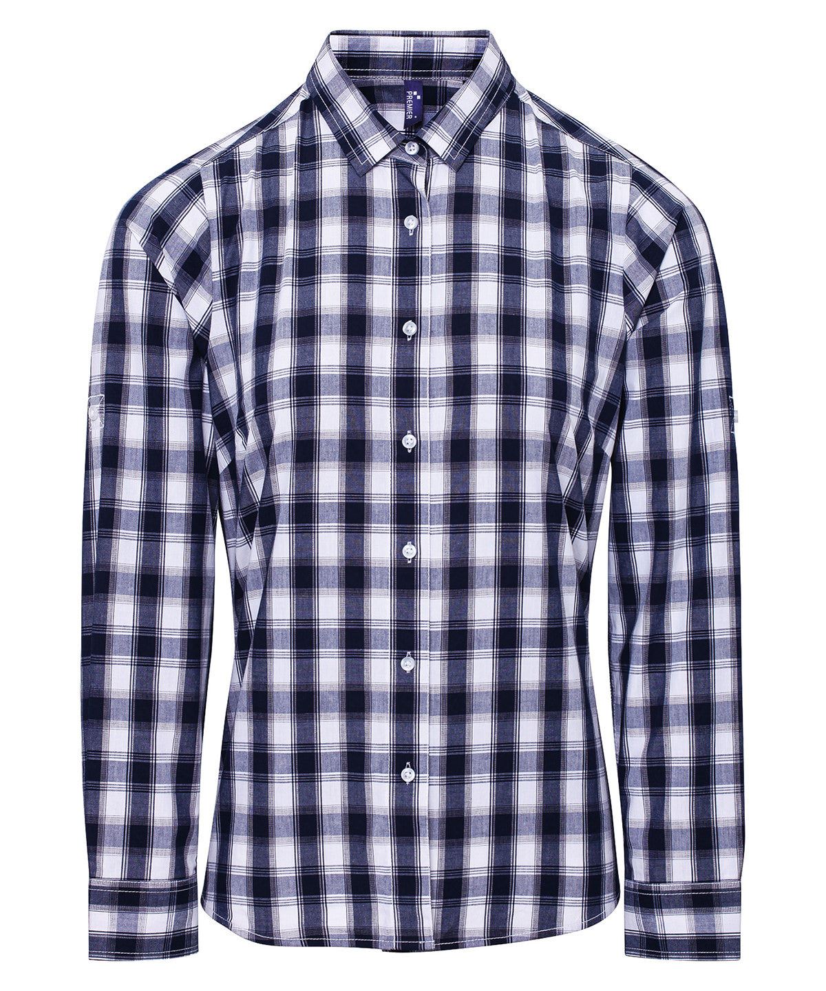 Premier Women's Mulligan check cotton long sleeve shirt PR350