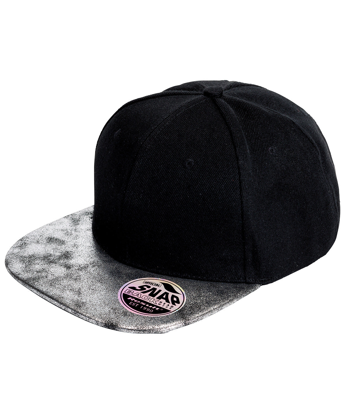 Result Bronx glitter flat peak snapback cap RC87X