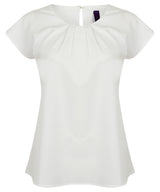 Henbury Women's pleat front short sleeve blouse HB597