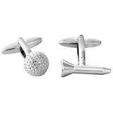 Golf Ball & Tee Rhodium Plate Cufflinks by Dalaco