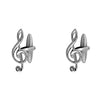 Treble Clef with Crystal Rhodium Plate Cufflinks by Dalaco