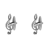 Treble Clef with Crystal Rhodium Plate Cufflinks by Dalaco