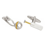 Cricket Bat & Ball Gold and Rhodium plate Cufflinks by Dalaco