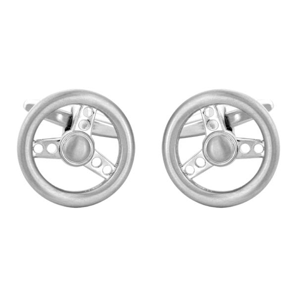 Steering Wheel Rhodium Plate Cufflinks by Dalaco