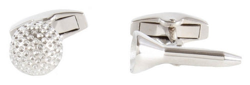 Golf Ball & Tee Engravable Back Cufflinks by Dalaco