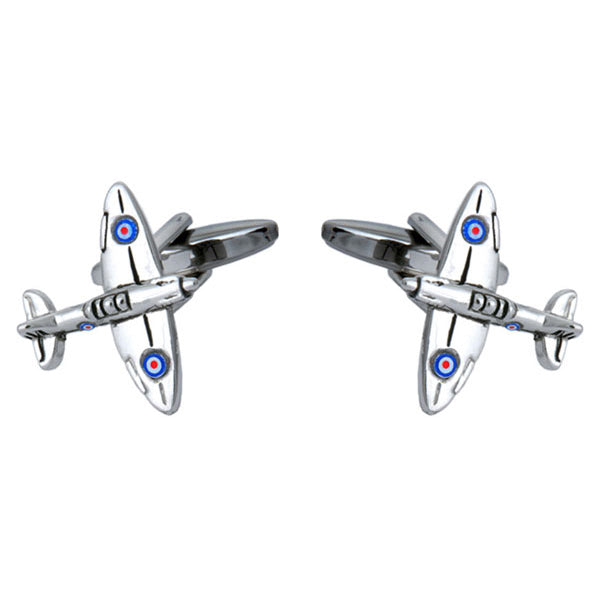 Spitfire Rhodium Plated Cufflinks by Dalaco