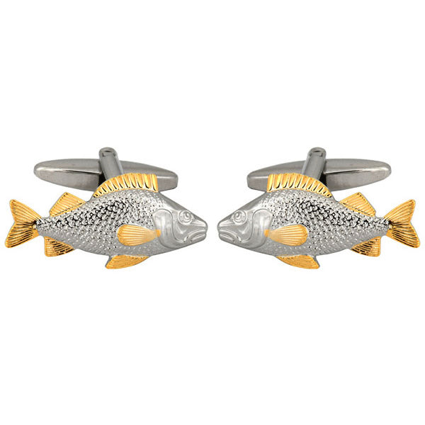 Fish 2-Tone Rhodium and Gold Plated Cufflinks by Dalaco