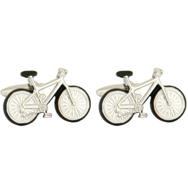 Bicycle with Black Trim Rhodium Plated Cufflinks by Dalaco