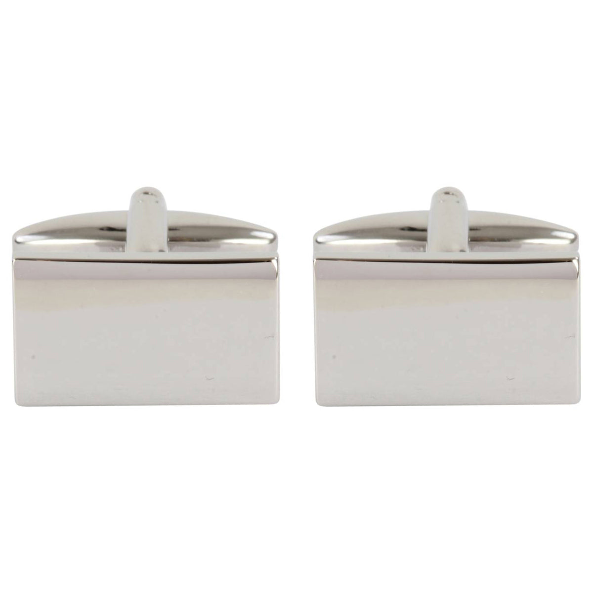 Shiny Plain Rectangle Rhodium Plated Cufflinks by Dalaco