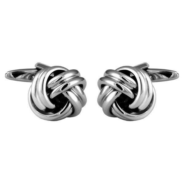 Double Cord Rhodium Plated Knot Cufflinks by Dalaco