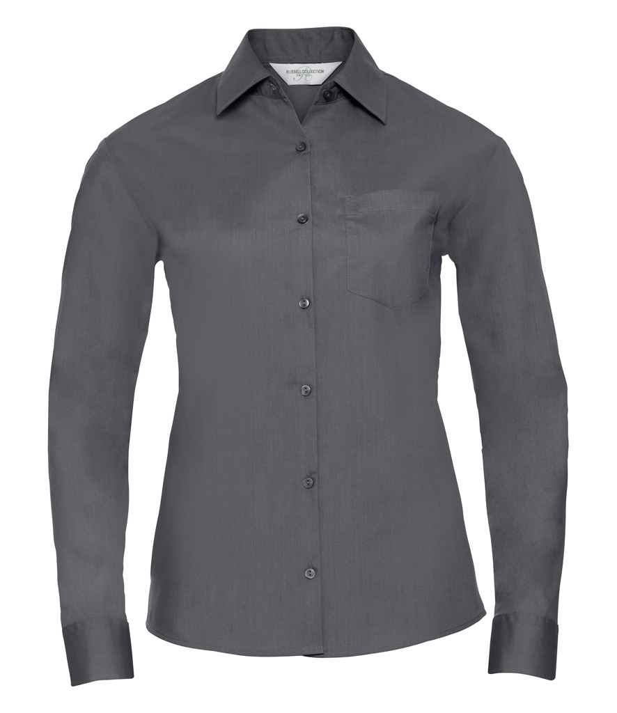Russell Athletic Collection Ladies Long Sleeve Easy Care Poplin Shirt 934F