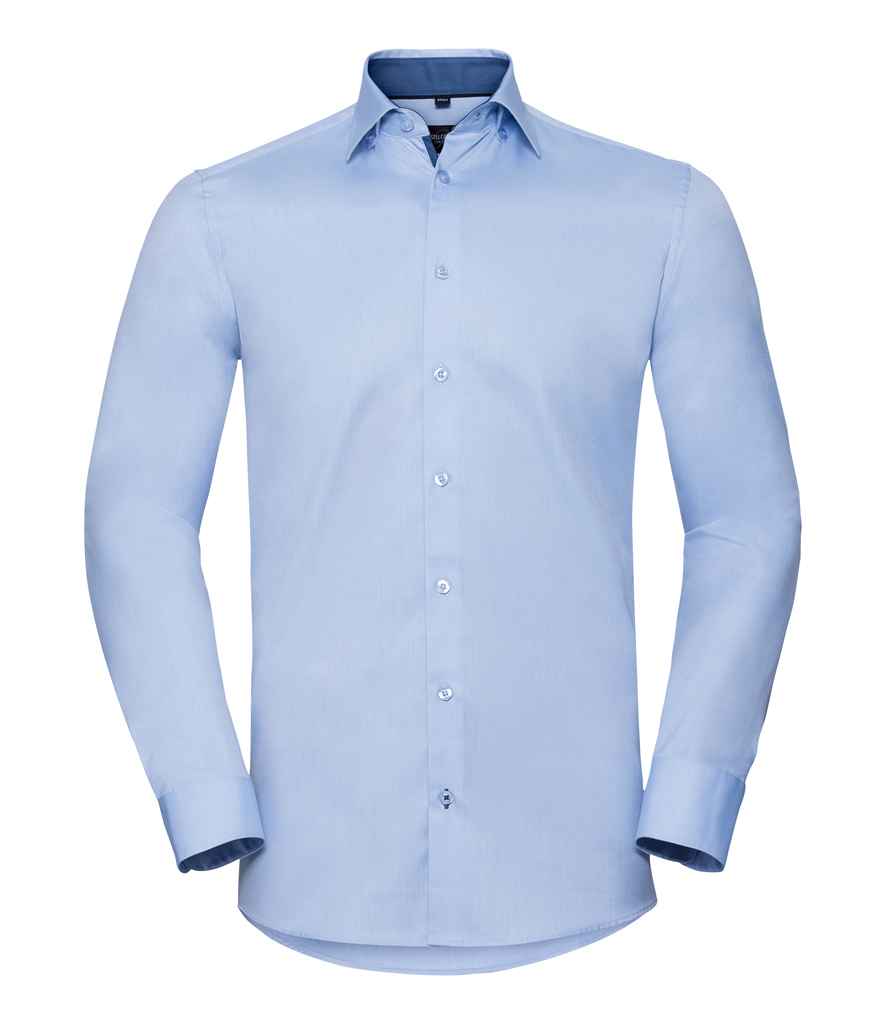 Russell Athletic Collection Long Sleeve Contrast Herringbone Shirt 964M