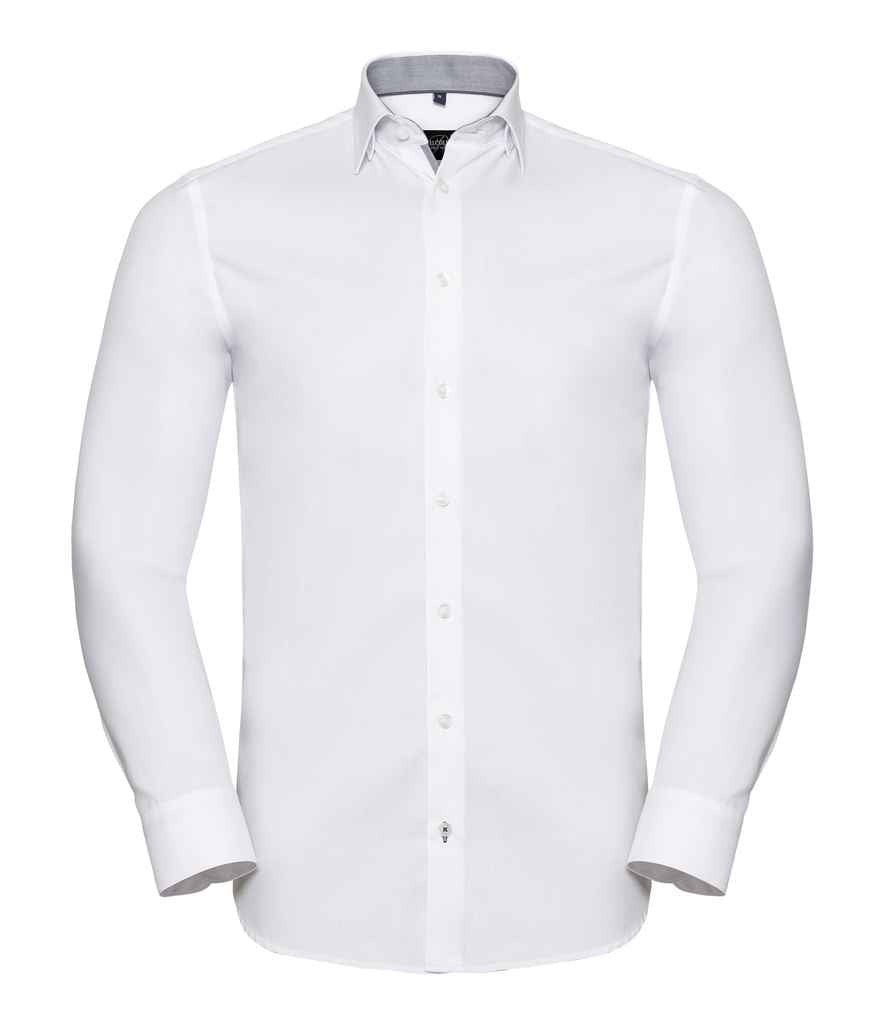 Russell Athletic Collection Long Sleeve Contrast Herringbone Shirt 964M