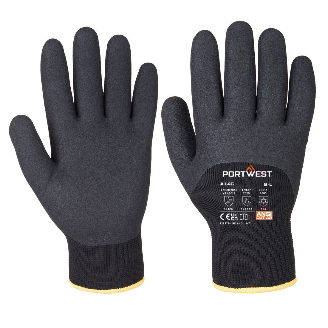 Portwest Cold 15 Nitrile Sandy 3/4 Dipped Glove A146