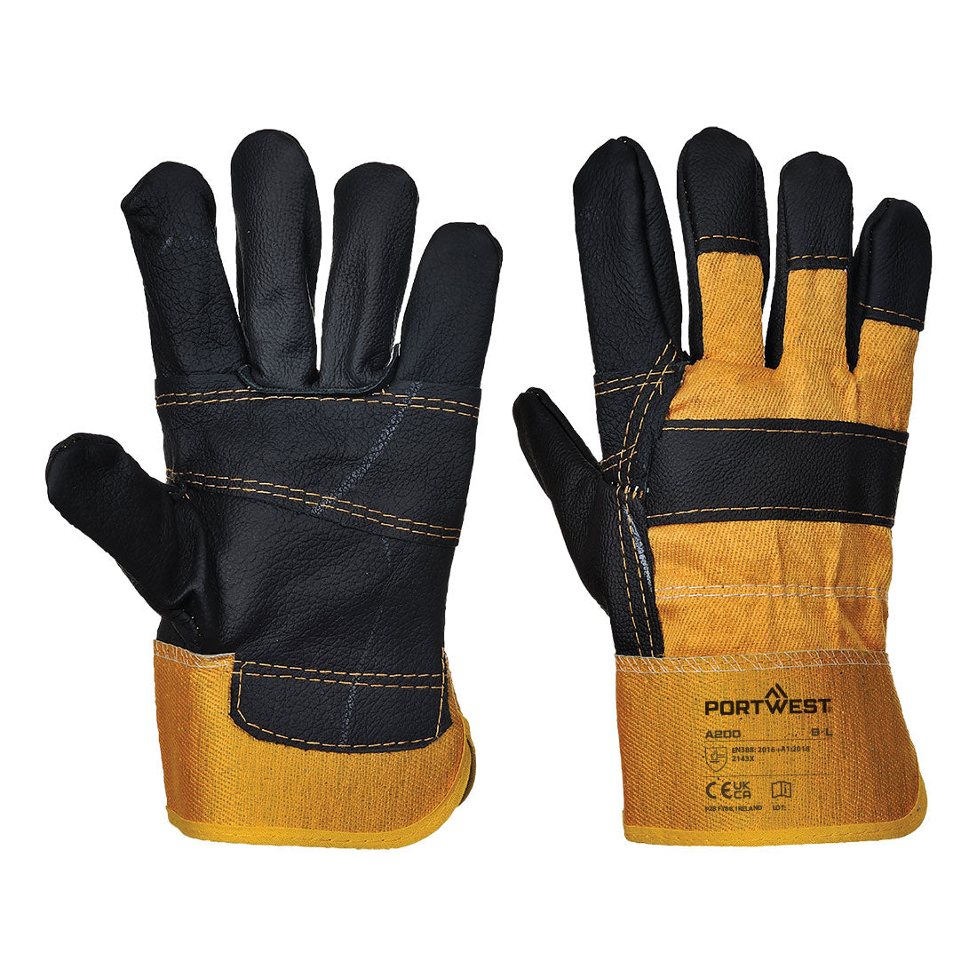 Portwest Leather Rigger 270 Cow Grain Palm Bar Glove A200