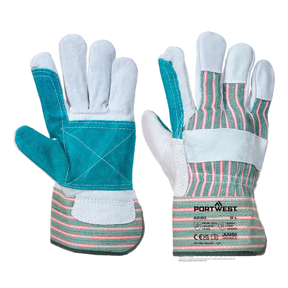 Portwest Leather Rigger 365 Cow Split Reinforced Palm Glove A230