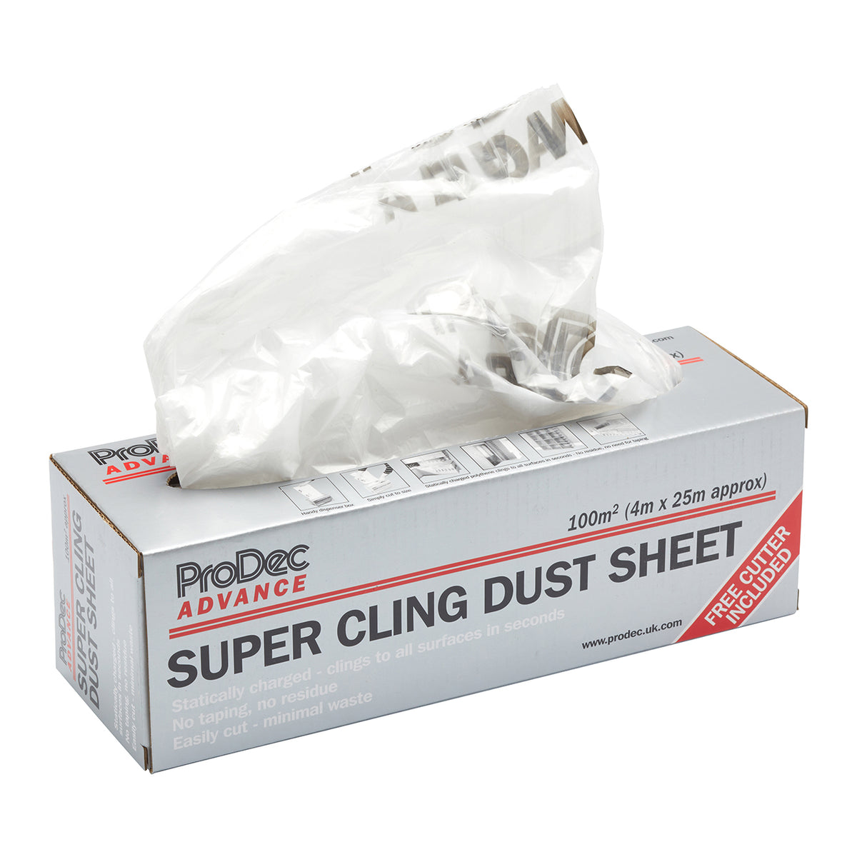 ProDec Advance 100sqm (4m x 25m) Super Cling Polythene Dust Sheet Roll