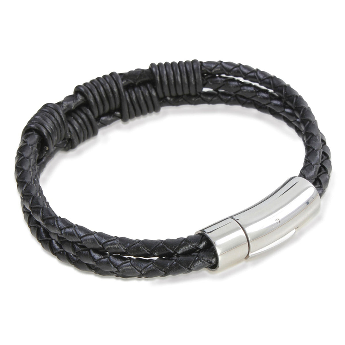 Black Triple Bracelet Twisted design with Stainless Steel Clasp by Dalaco