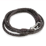 Brown Wrap Leather Bracelet with Steel Clasp by Dalaco