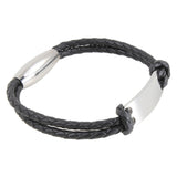 Black Leather Bracelet with Stainless Steel Engraving Plate by Dalaco