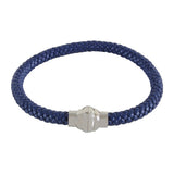 Blue Leather Bracelet with Silver Magnet Close by Dalaco
