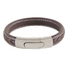 Brown Leather Plait & Stitch Bracelet by Dalaco