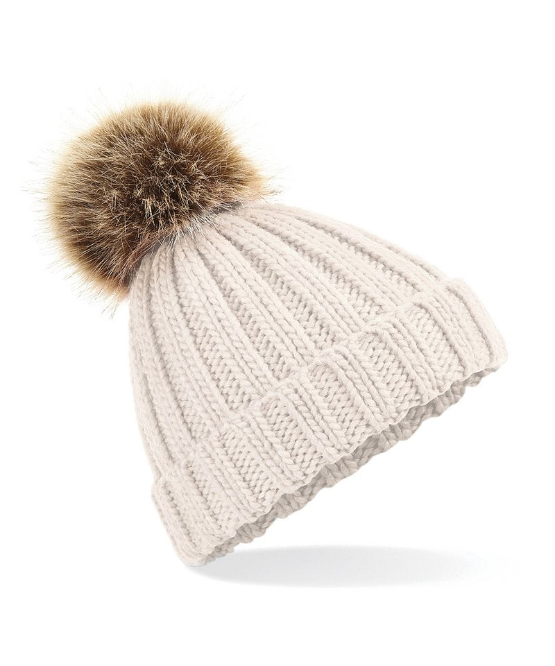 Beechfield Fur pop pom chunky beanie BC412