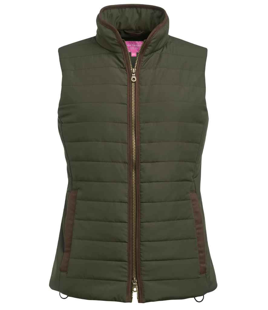 Brook Taverner Ladies Madison Quilted Gilet BK529 - Olive Green front view